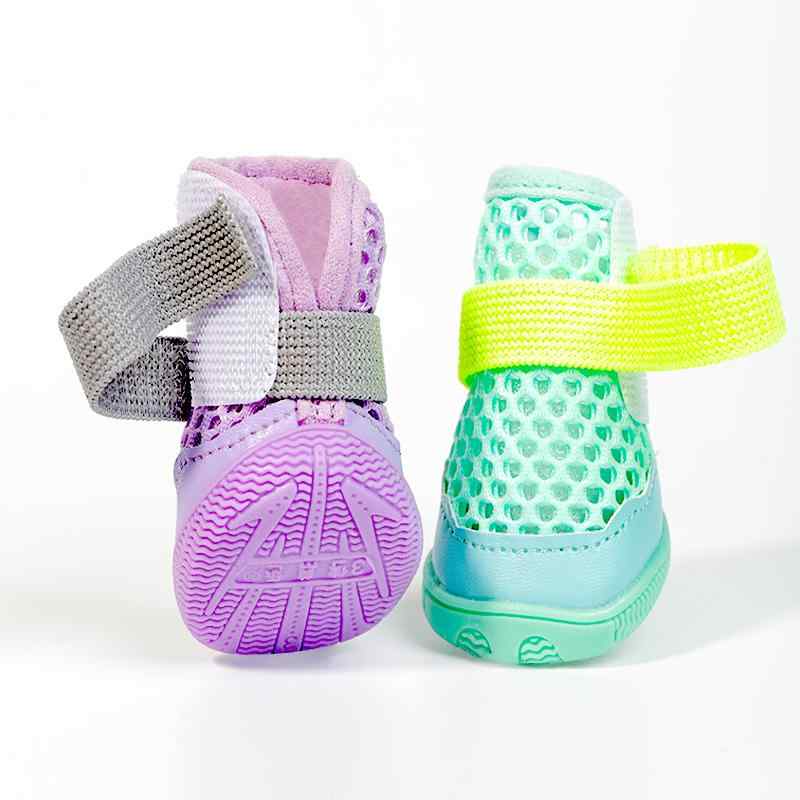 犬 靴 ドッグシューズ 夏 通気性 ペット 大型犬 メッシュ 滑り止め かわいい 汚れ防止 サンダル グリーン パープル