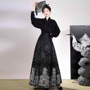 セットアップ レディース 馬面スカート ハイウエスト 新チャイナスタイル 漢服風 織金サテン 高級感 エレガント デイリーウェア 着痩せ効果