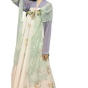 漢服 レディース エレガント 唐風 古典柄 印花 ハイウエストプリーツスカート 一体型 普段使い 華やか ゆったり ポリエステル