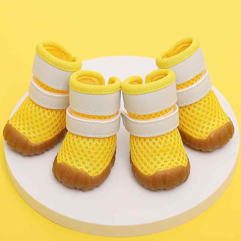 犬 靴 ドッグシューズ 屋外 脱げにくい 春夏 レジャー 通気性 ソフトソール メッシュ フットカバー サンダル イエロー ブルー レッド