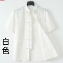 シャツ メンズ 中国風 新中華風 半袖 薄手 形態安定 シワになりにくい 軽量 通気性 速乾 夏用 オフィス カジュアル 普段使い リラックスウェア