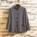シャツ メンズ 長袖 綿麻 リネン 麻 ゆったり ルーズフィット スタンドカラー 立ち襟 中国風 チャイナ服 中山服 唐装 飾りボタン チャイナボタン 通気性 ...