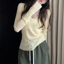 トップス レディース Vネック 長袖 シアー 薄手 UVカット 羽織り プルオーバー リラックスフィット カジュアル 体型カバー ポリエステル 再生繊維 ミドル丈 ネオンイエロー