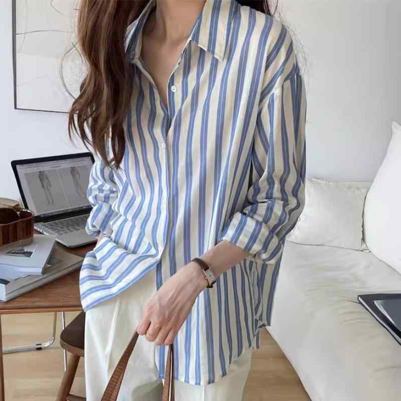 シャツ レディース UVカット ストライプ 長袖 薄手 ポリエステル オーバーサイズ ゆったり 羽織り 大人カジュアル きれいめ こなれ感 デザインシャツ