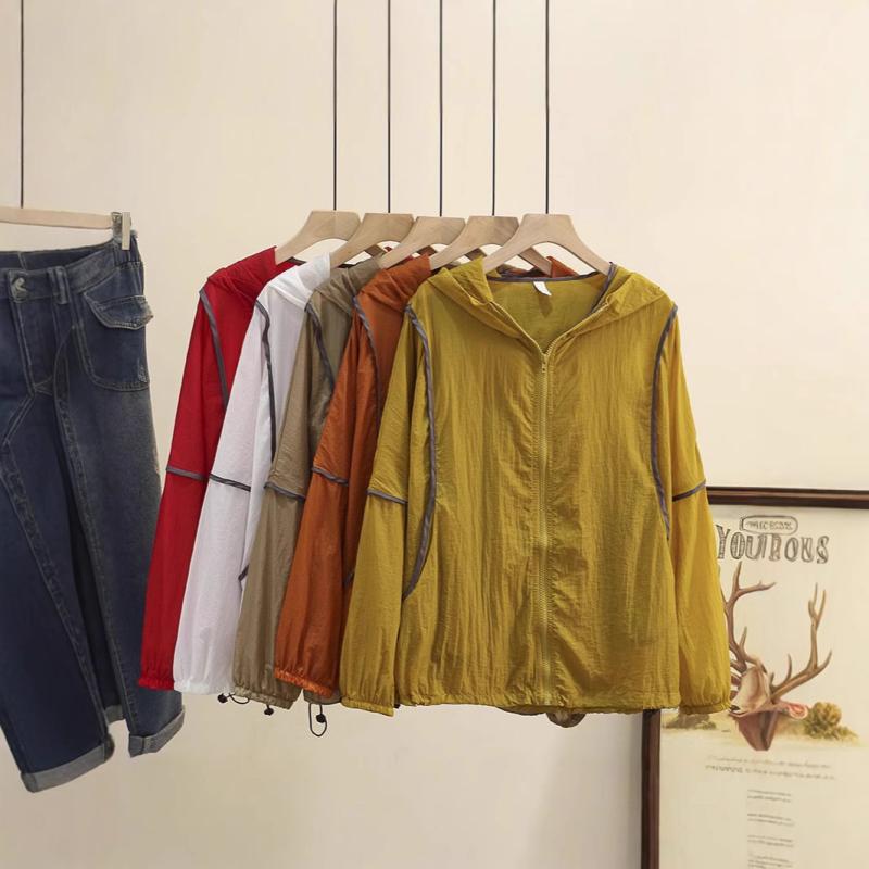 UVカットパーカー レディース 軽量 薄手 通気性 フード付き ゆったり 長袖 夏用 ポリエステル 速乾 UPF..