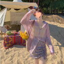 シャツ レディース チェック柄 薄手 UVカット シアー ブラウス 長袖 羽織り カーディガン 前開き ゆったり 夏用 通勤 オフィス カジュアル