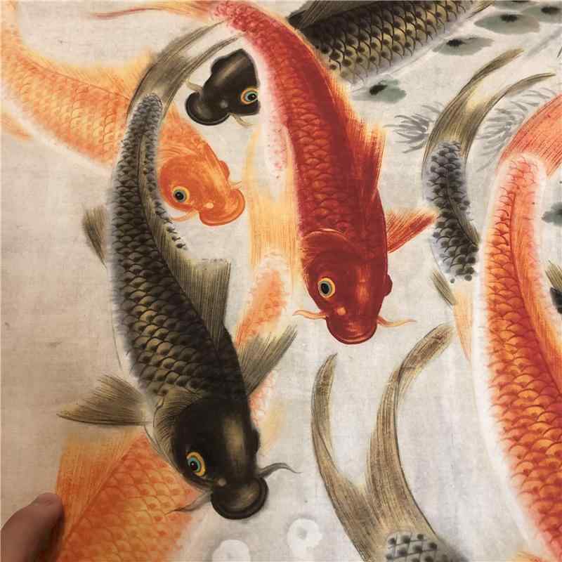 装飾画 九鯉図 蓮の花 金運上昇 招福 縁起物 中国画 高精細複製画 和風 インテリアアート 壁掛け 掛け..