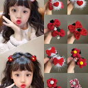 ヘアクリップ キッズ 女の子 ベビー 子供用 リボン ポンポン 赤 レッド プラスチック 樹脂 新年 お正月 漢服 和装 晴れ着 お祝い かわいい 髪飾り ヘッドドレス