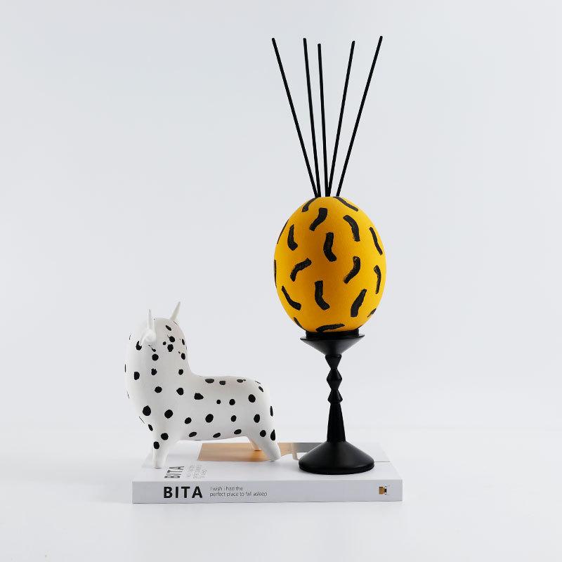 オブジェ 黄色 樹脂製 モダン シンプル 卵型 アロマディフューザー 幾何学デザイン インテリア リビン..