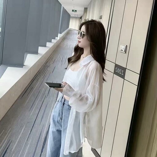シャツ レディース 韓国カジュアル ゆったり ルーズシルエット UVカット シアー チュニック丈 薄手 シフォン キュプラ混 長袖 襟付き 前開き ライトパープル 着回し 羽織り シャツアウター シャツ レディース 韓国カジュアル ゆったり ルーズシルエット UVカット シアー チュニック丈 薄手 シフォン キュプラ混 長袖 襟付き 前開き ライトパープル 着回し 羽織り シャツアウター