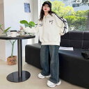 ポロシャツ キッズ 長袖 女の子 子供服 春秋 カジュアル トップス トレーナー プルオーバー デニムパンツ ゆったり オーバーサイズ ホワイト ブラック