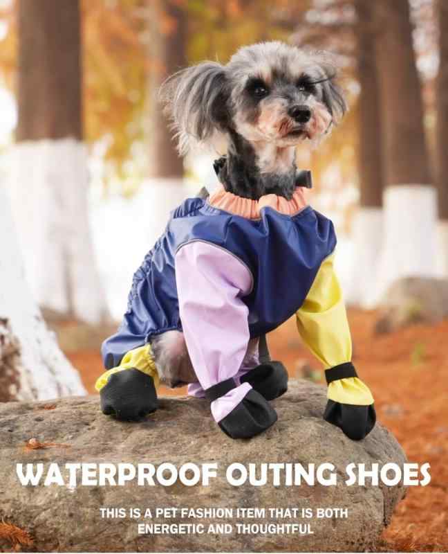 犬 靴 ドッグシューズ 春 フットカバー 汚れにくい 抜け毛防止 4足 パンツ 防塵 かわいい ネイビー イ..