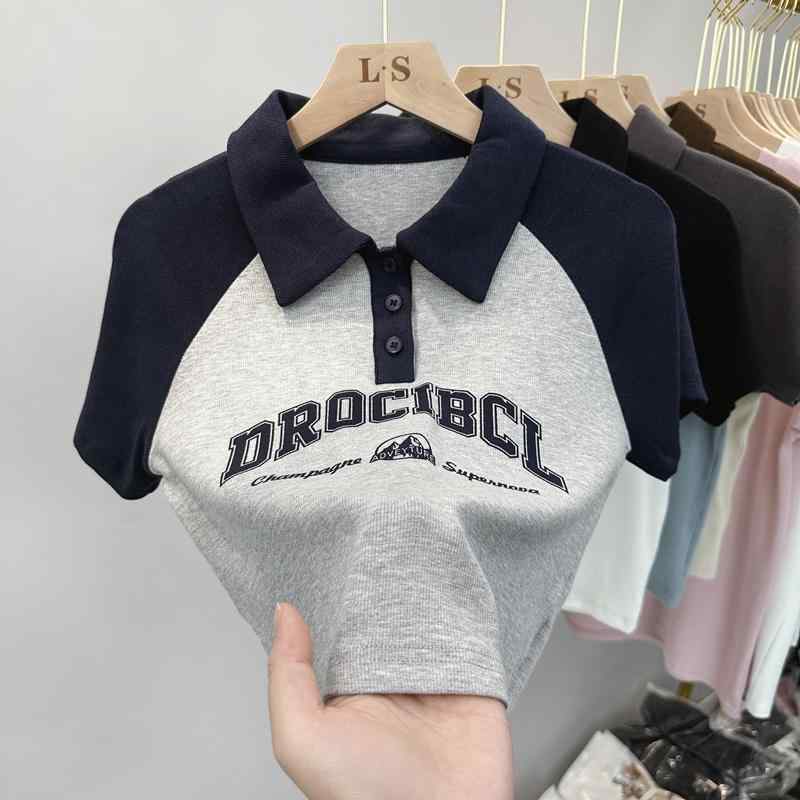 ポロシャツ キッズ 長袖 女の子 子供服 夏 カジュアル トップス 半袖 プルオーバー ブラウン グレー ブラック