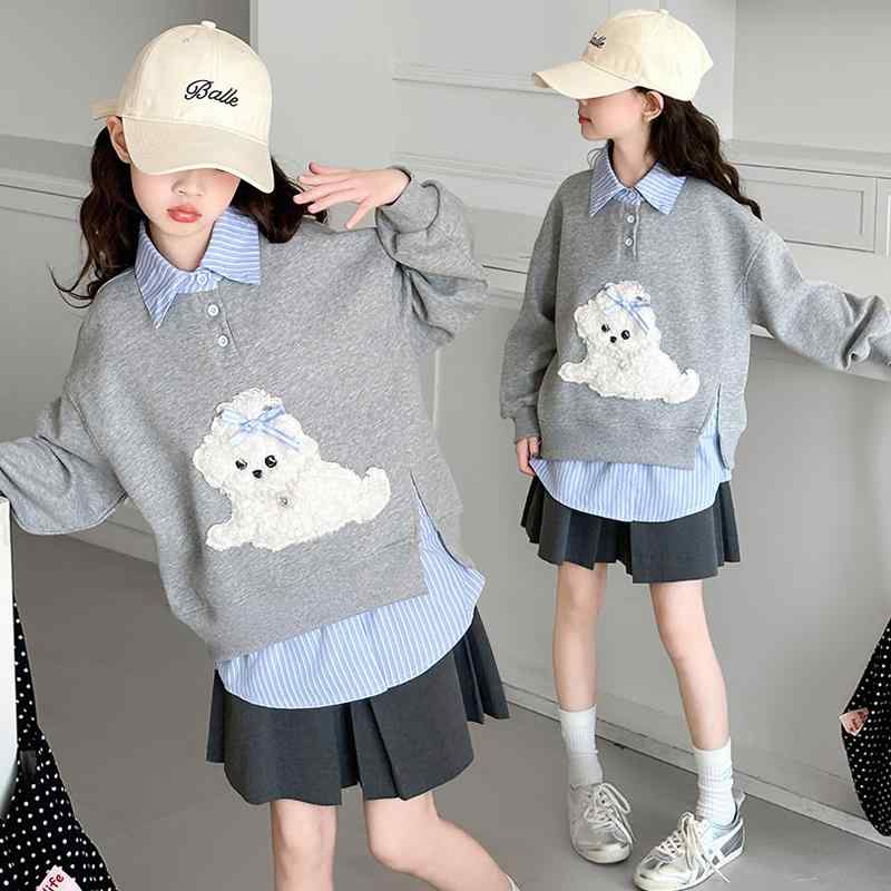 ポロシャツ キッズ 長袖 女の子 子供服 春 カジュアル トップス トレーナー プルオーバー ゆったり オ..