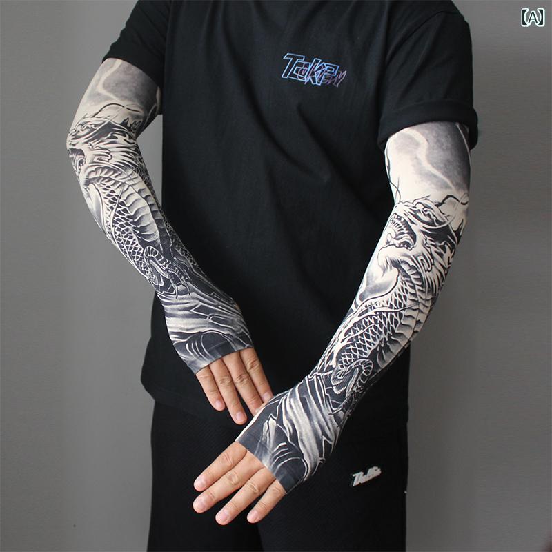 アームカバー おしゃれ メンズ レディース カップル タトゥー スリーブ アウトドア 運転 日焼け防止 サイクリング ガード