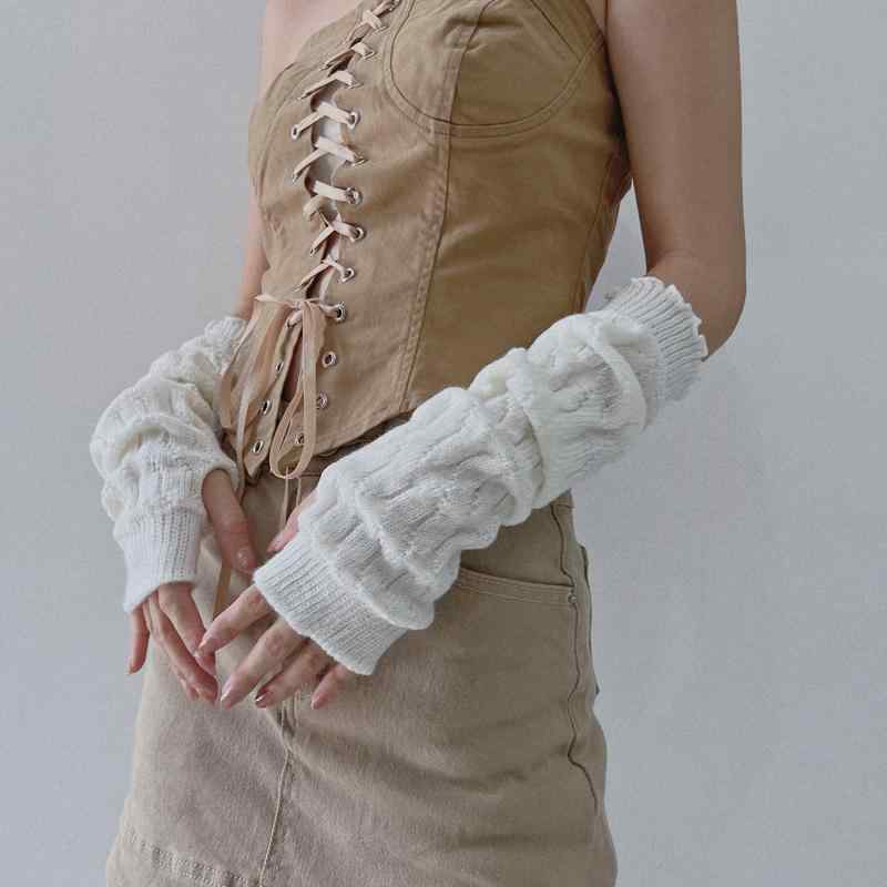 アームカバー おしゃれ レディース Y2K サブカルチャー アメリカ スリーブ 厚手 暖かい 秋冬 ホワイト ブラック