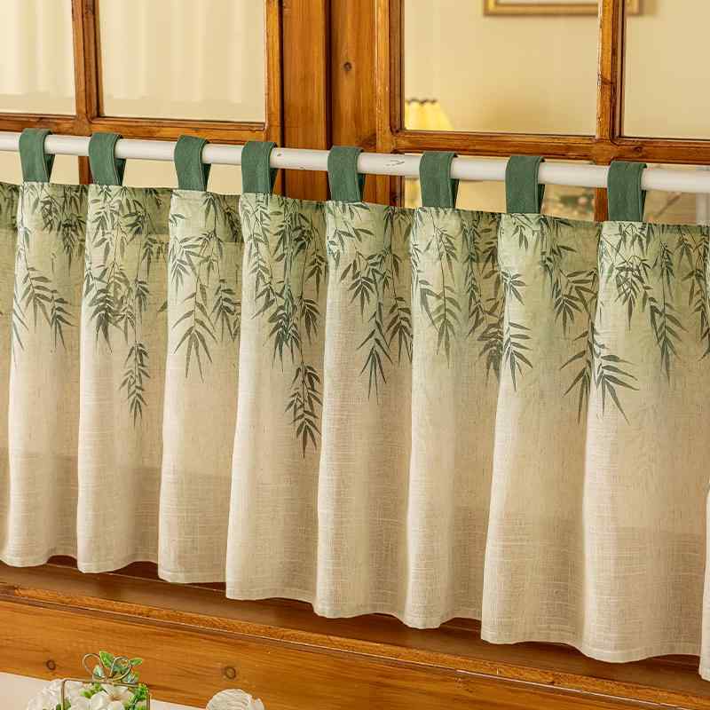 カフェカーテン おしゃれ 小窓 アメリカン ハーフ 寝室 ウィンドウ キャビネット 遮断 パーティション ショート