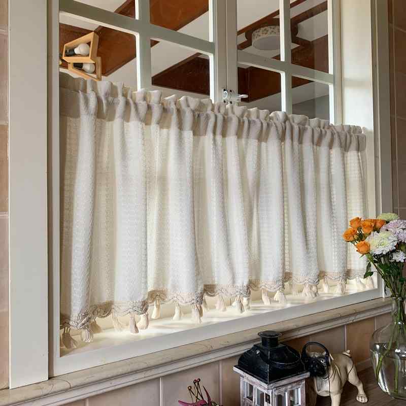 カフェカーテン おしゃれ 小窓 北欧 アメリカン ハーフ ショート キッチン キャビネット ホワイト