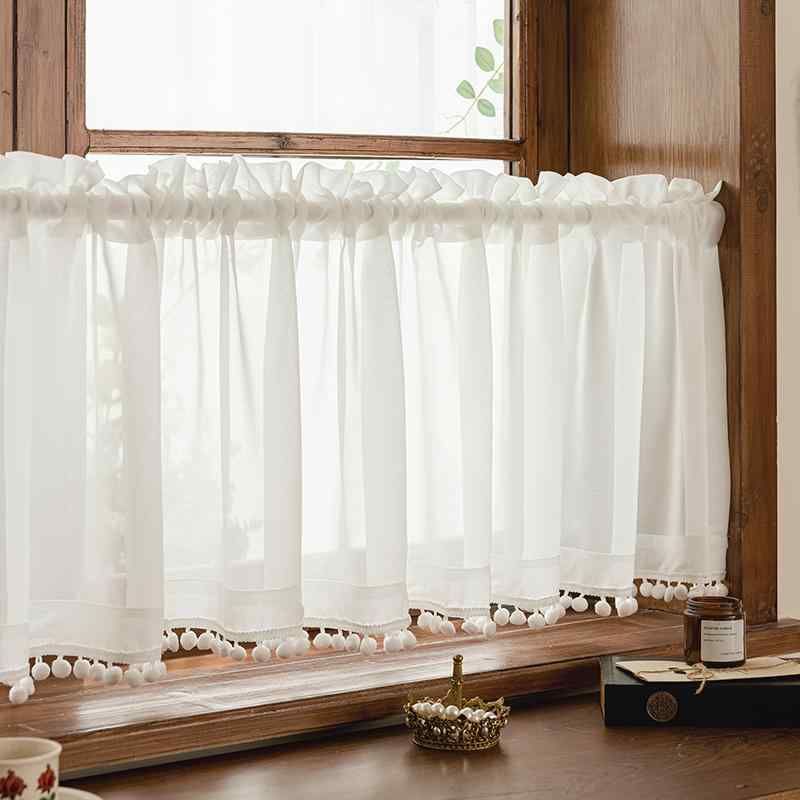 カフェカーテン おしゃれ 小窓 ショート ハーフ キッチン 寝室 ウィンドウ 本棚カバー ホワイト