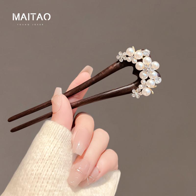 ヘアアクセサリー かんざし レディース 髪飾り ヘアピン 中国風 ジュエリー サンダルウッド 国民風 固定 チャイナ ブラウン