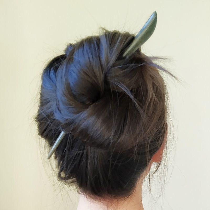 かんざし 一本 レディース ヘアアクセサリー 髪飾り ヘアピン ジュエリー ナチュラル サンダルウッド モダン シンプル クラシック ストレート カーブ グリーン イエロー ブラック