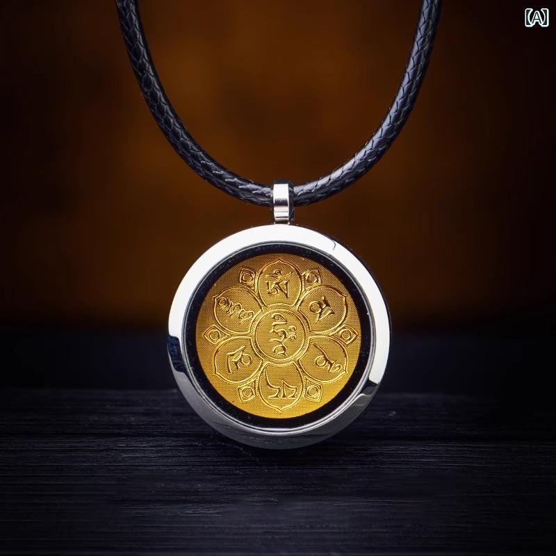 ネックレス メンズ レディース カップル アクセサリー クリスタル 透明 チェーン マントラ シルバー