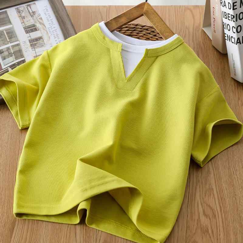 Tシャツ キッズ 半袖 男の子 子供服 春夏 カジュアル フェイクレイヤード 重ね着風 韓国 クール やんち..