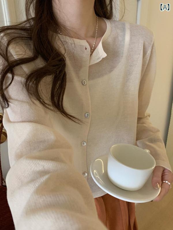 カーディガン レディース オムレツ エッグロール 韓国 シンプル カラフル リネン 日焼け 止め ニット L..