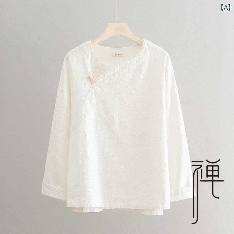 瞑想 服 綿 麻の 禅 仏教 レディース 服、 在家 服、 秋の 長袖 茶 服、 レディース 寺院 礼拝 仏陀 平服、 禅 服、 レディーススーツ