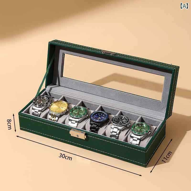 腕時計 収納ケース 感 レザー 透明 コレクションボックス 家庭用 ジュエリー アクセサリー ディスプレイ
