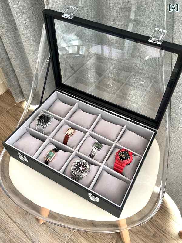 腕時計 収納ケース ストラップ バッグ 枕 付きの プレミアム 12ビット 時計 収納 ボックス、大きな コ..