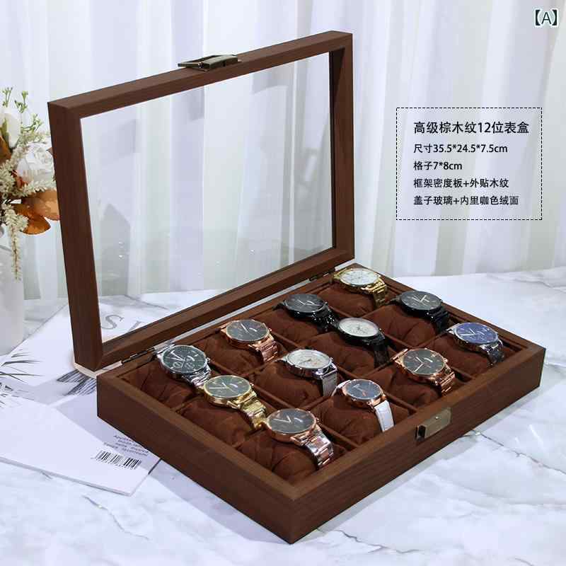 腕時計 収納ケース 木目調 透明 ディスプレイ コレクション 多本用 感 コレクションボックス 展示ケース 保管ボックス 木製 蓋付き インテリア ギフト 観賞用