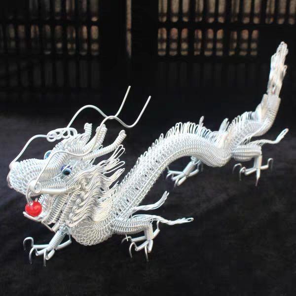 置物 龍 ドラゴン 装飾品 贈り物 中国風 アルミニウム リビングルーム ゴールド シルバー グリーン(4)