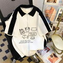 大きいサイズ 300 斤 アメリカン ポロ カラー 半袖 Tシャツ レディース 2025年 夏 ゆったり 肩 トップス 服