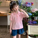 女の子の Tシャツ 2025年 夏の 子供用 ポロシャツ 大きいサイズ 子供用 夏用 ボトムス シャツ 女の子 おしゃれ 半袖 トップス t シャツ