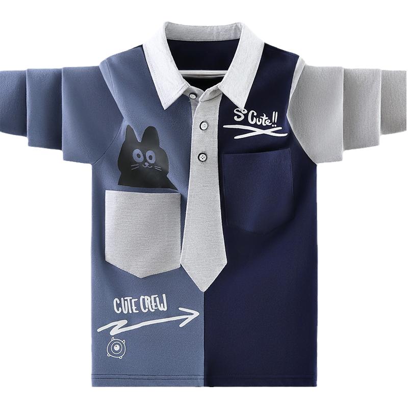 ポロシャツ キッズ 長袖 男の子 子供服 コットン ファッション カジュアル トップス 春秋 ブルー グリ..