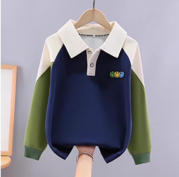 ポロシャツ キッズ 長袖 男の子 子供服 コットン スウェットシャツ ファッション カジュアル 春秋 グレ..