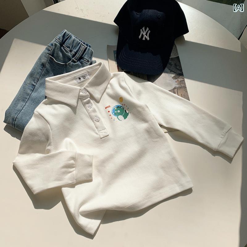 子供用 ポロシャツ、 綿の 長袖 Tシャツ、 男の子と 女の子の 春と 秋の カレッジの トップス、 小中 規模の 子供の 学校の 制服用