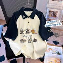 女の子と 年長の 子供用 POLO 襟 半袖 Tシャツ 2025 夏 中高 生の おしゃれな コント ラスト カラー ゆったり トップス