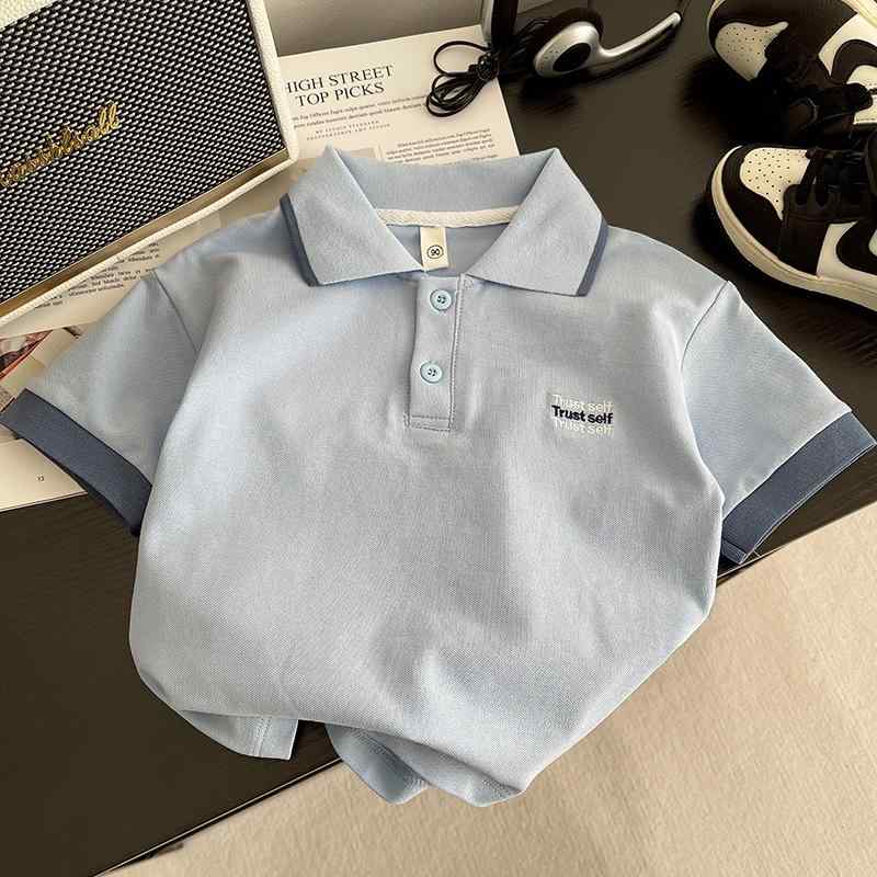 ポロシャツ キッズ 半袖 男の子 子供服 コットン カジュアル ファッション トップス 春夏 ブルー