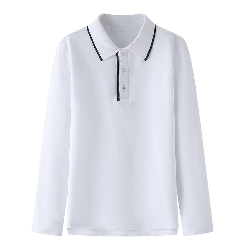 Long-Sleeved - ポロシャツ キッズ 長袖 男の子 女の子 子供服 襟付き トップス カジュアル ゆったり ファッション 春秋 ホワイト ブルー ネイビー