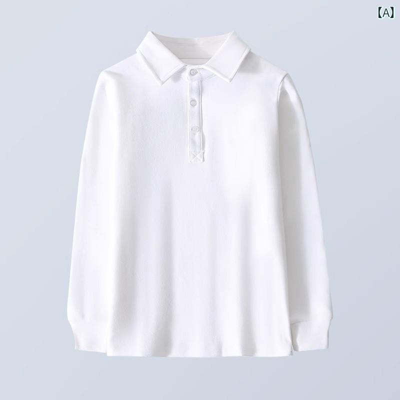 ポロシャツ キッズ 長袖 男の子 子供服 コットン 襟付き トップス カジュアル ファッション 春秋 ホワイト ブルー ネイビー