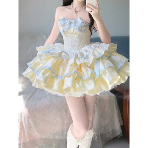 ワンピース レディース フレンチスタイル ピュア 甘め ロリータ ビスチェ プリンセスドレス ティアード リボン フリル ふんわり 麻 リゾート パーティー ミニ丈 ドレス ワンピース レディース フレンチスタイル ピュア 甘め ロリータ ビスチェ プリンセスドレス ティアード リボン フリル ふんわり 麻 リゾート パーティー ミニ丈 ドレス