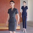 スーツ レディース 女性用 半袖 ジャケット セットアップ 夏 オフィス ビジネス 通勤 制服 ユニフォーム 受付 事務服 ホテル 美容室 宝飾店 エレガント ...