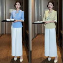 制服 レディース フットケア エステ マッサージ 施術着 ワークユニフォーム ロングパンツ セットアップ Vネック 半袖 吸湿速乾 ポリエステル 細見え効果 ス...
