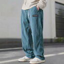 パンツ メンズ コーデュロイ ストレート ロングパンツ アメリカンカジュアル ドレープ感 落ち感 イージーパンツ 微ストレッチ 抗菌 耐摩耗 防風 防汚 高耐久 イージーケア シワになりにくい ミドルウエスト 普段使い デイリーユース リラックスウェア
