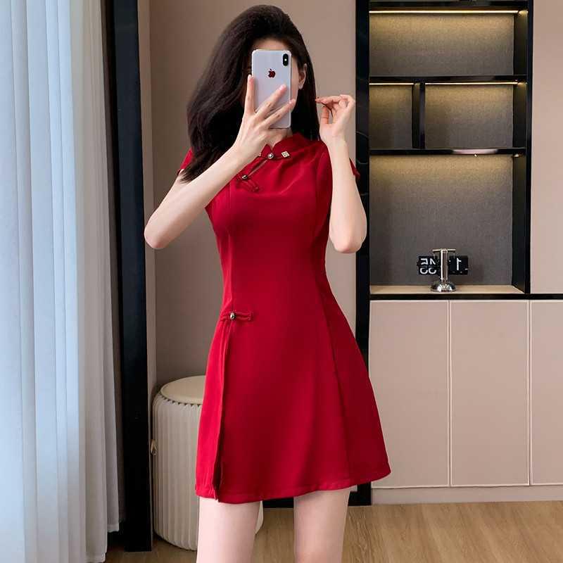 セットアップ ワンピース 新チャイナ風 麻素材 ロング丈 スタンドカラー 長袖 ショートパンツ 通勤 おしゃれ ブラック ワインレッド