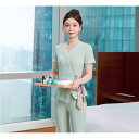 ユニフォーム レディース SPA エステティシャン 美容院 養生館 受付 制服 産後ケア師 上質 高級感 快適 カジュアル ポリエステル スパンデックス バイカ...
