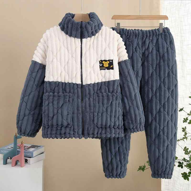 パジャマ メンズ メンズ用 中高年 父 お父さん 秋冬 サンゴフリース フランネル 裏起毛 厚手 保温 あったか 快適 長袖長ズボン ルームウェア 部屋着