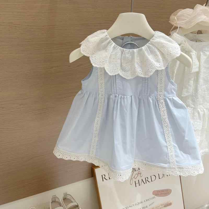 ワンピース 女の子 ベビー キッズ 子供服 夏服 かわいい プリンセスドレス フリル襟 ノースリーブ 綿 ..